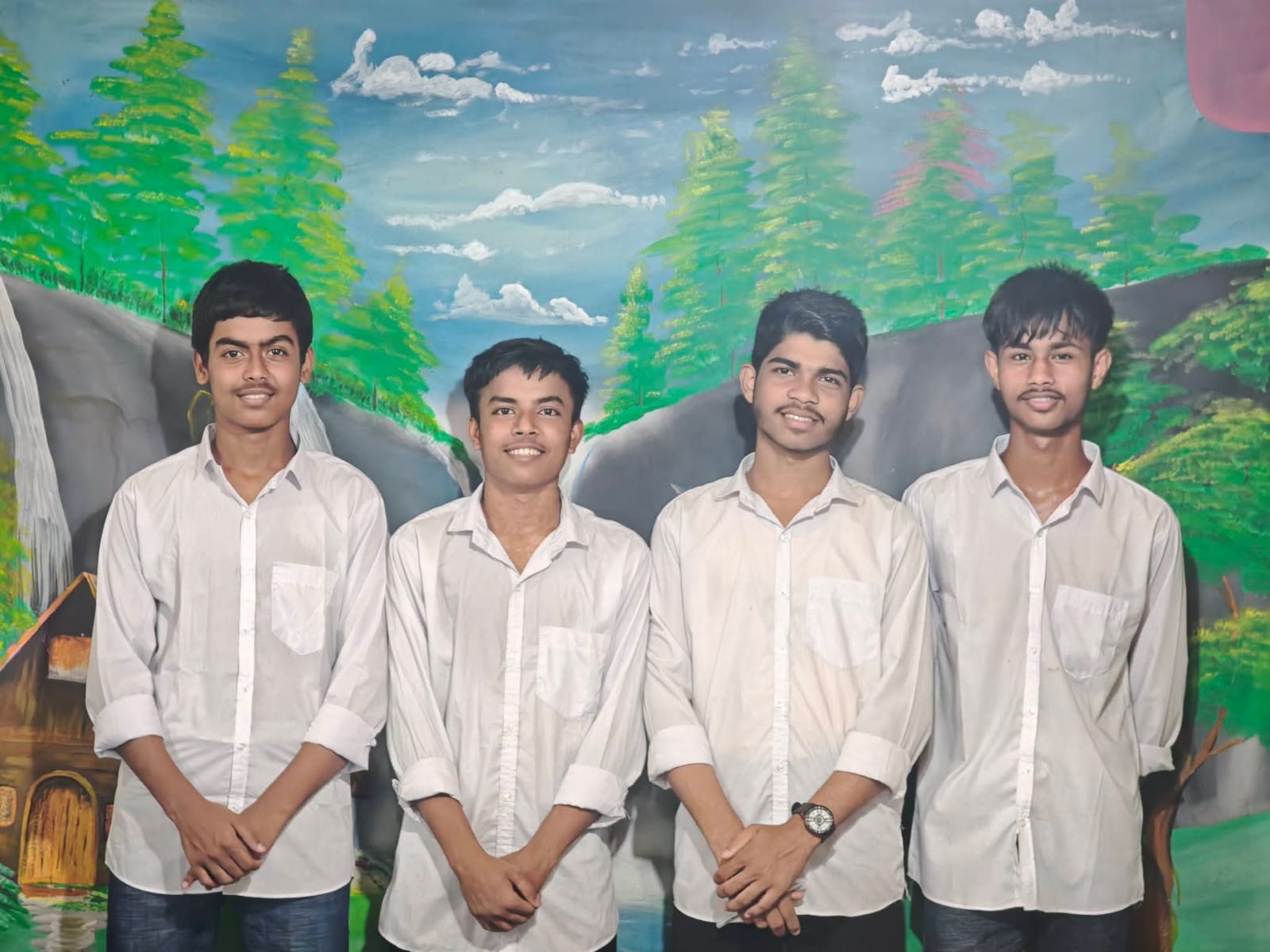 four brillient student in a frame
